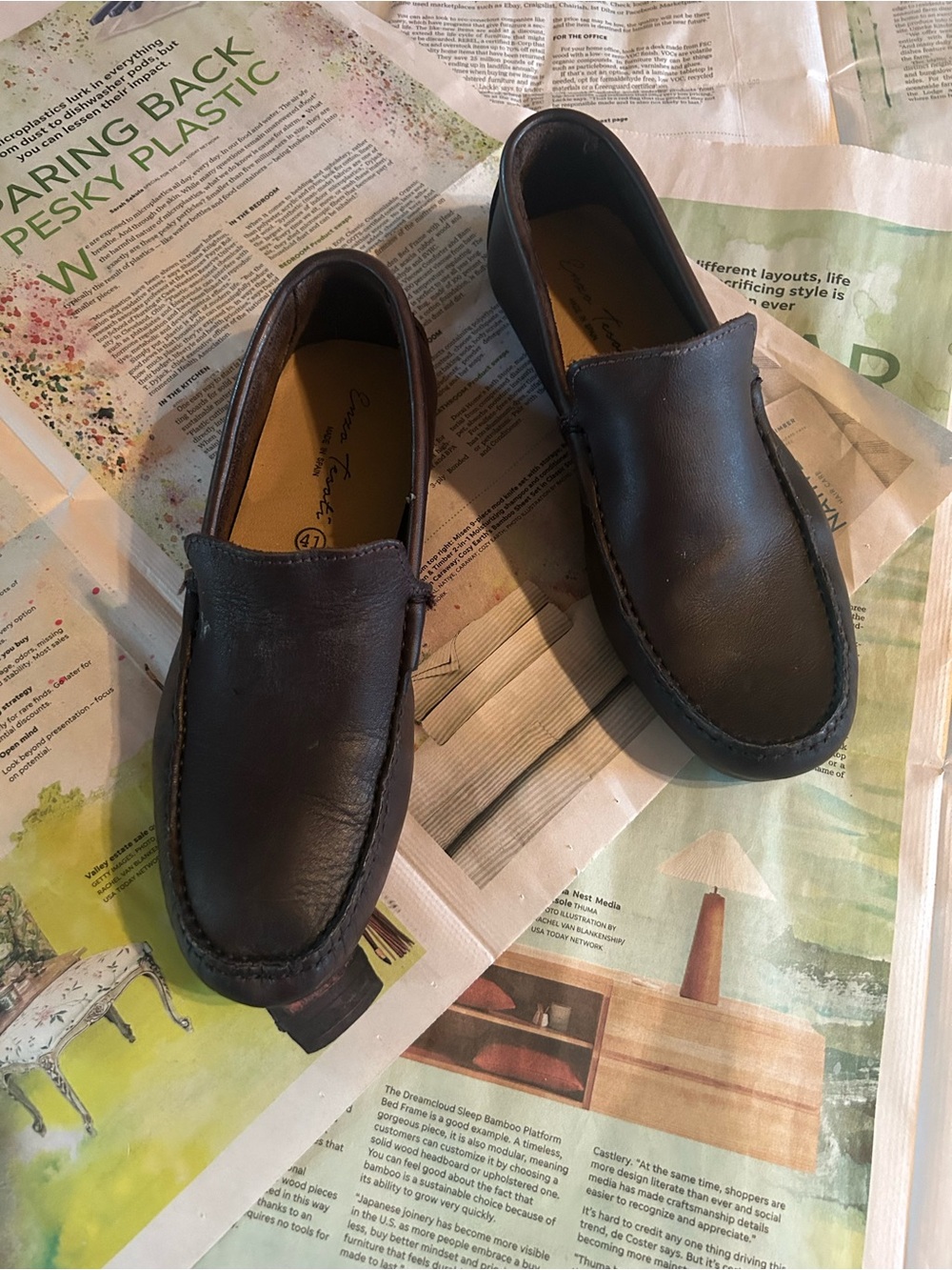 Enza Tesoti Brown Leather Driving Loafers Moccasins Made Spain Sz 41 EU Sz 8 US